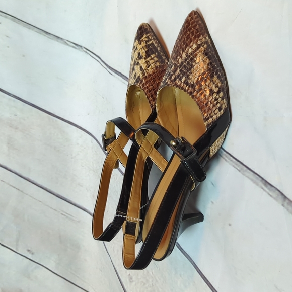 Sandals Heels Kitten By Good American In Snakeskin Print, Size: 7 main image 1